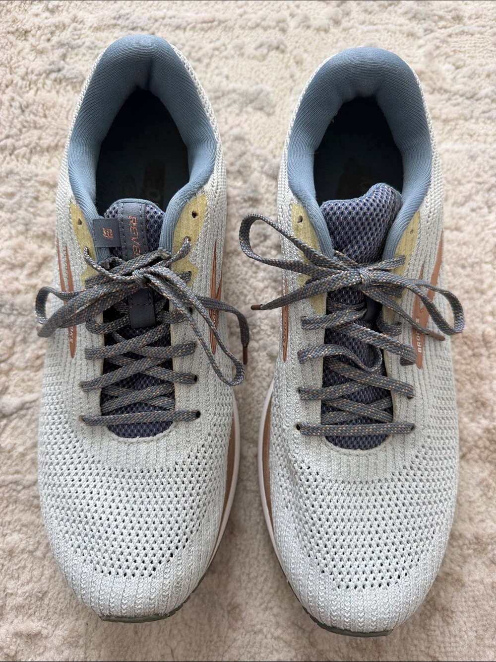 Brooks Women’s Athletic Running Shoes in Light Gray, Blue and Tan